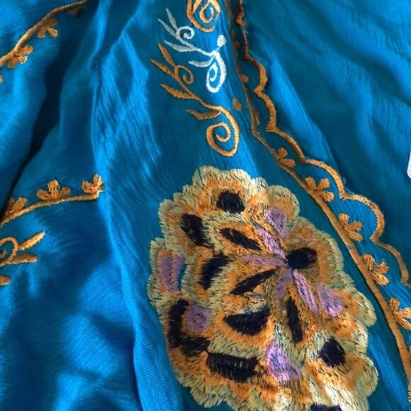 Free People Cora Embroidered Mini Dress in Turquoise NWT Size Medium - Picture 4 of 5